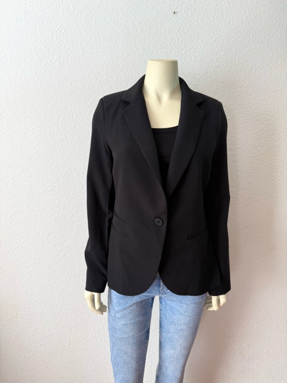 Auline Collection Black One-Button Knit Blazer Size M